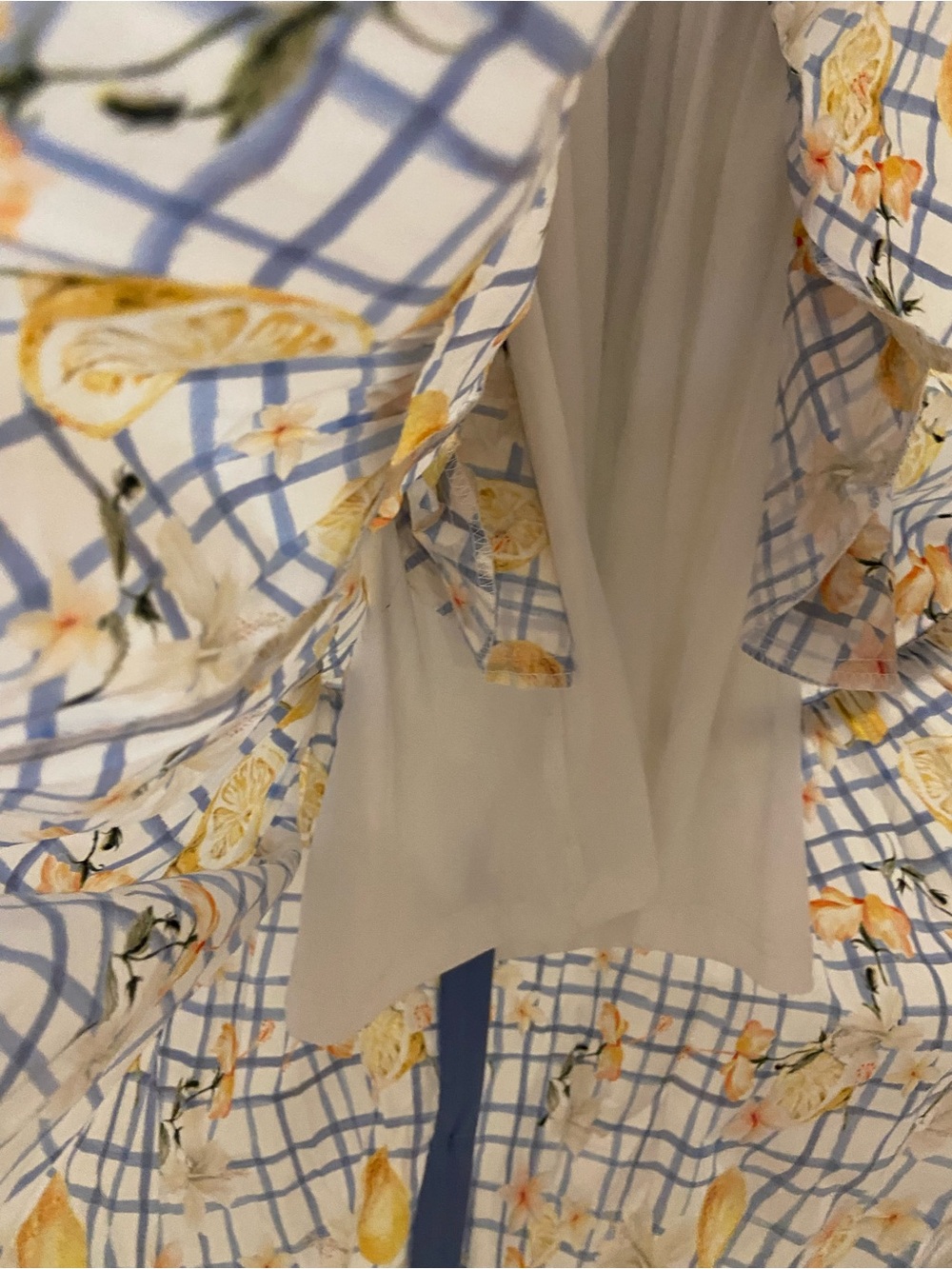 New Blue Gingham Lemon Print Bow Maxi Dress - Picture 8 of 9